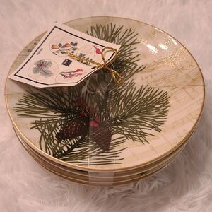 Xmas 222 Fifth China Salad Dessert 6.5" Plates Noella set of 4 Brand New
